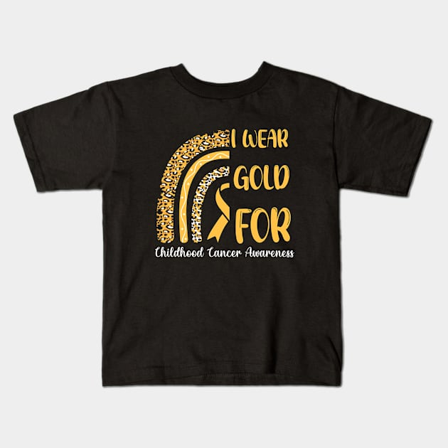 I Wear Gold For Childhood Cancer Awareness Shirt, Warrior , Cancer Support , Childhood Cancer , Gold Ribbon Kids T-Shirt by Abddox-99